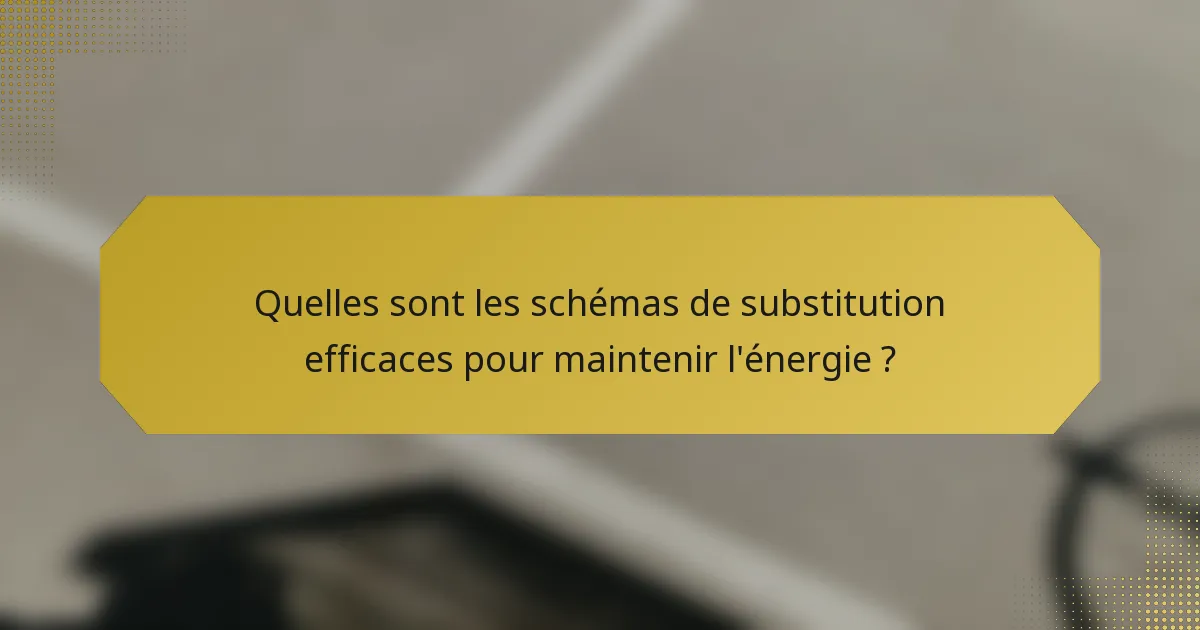 Quelles sont les schémas de substitution efficaces pour maintenir l'énergie ?